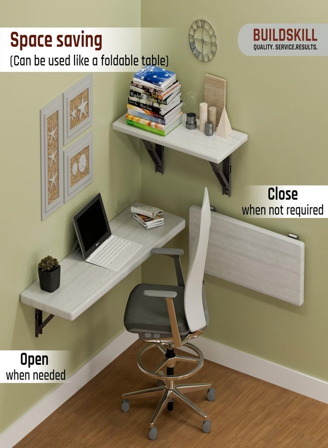 BUILDSKILL حامل رف قابل للطي من Buildskill مقاس 20 بوصة، حامل طاولة قابل للطي شديد التحمل بسمك 1.2 مم، مقاوم للتآكل وتصميم موفر للمساحة، حوامل لأرفف الحائط ومحطات العمل، للاستخدام المنزلي والمكتبي (رمادي داكن) (مجموعة من قطعتين) - Image 5